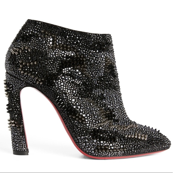 Louboutin Embellished Suede Eleonor Bling Bang Heeled Boots 100 - size 38 - Picture 5 of 5